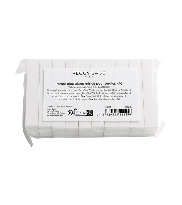 Pack 10 white slim sanding nail blocks