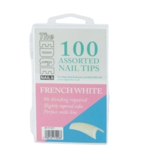 The Edge French White 100 Assorted Nail Tips